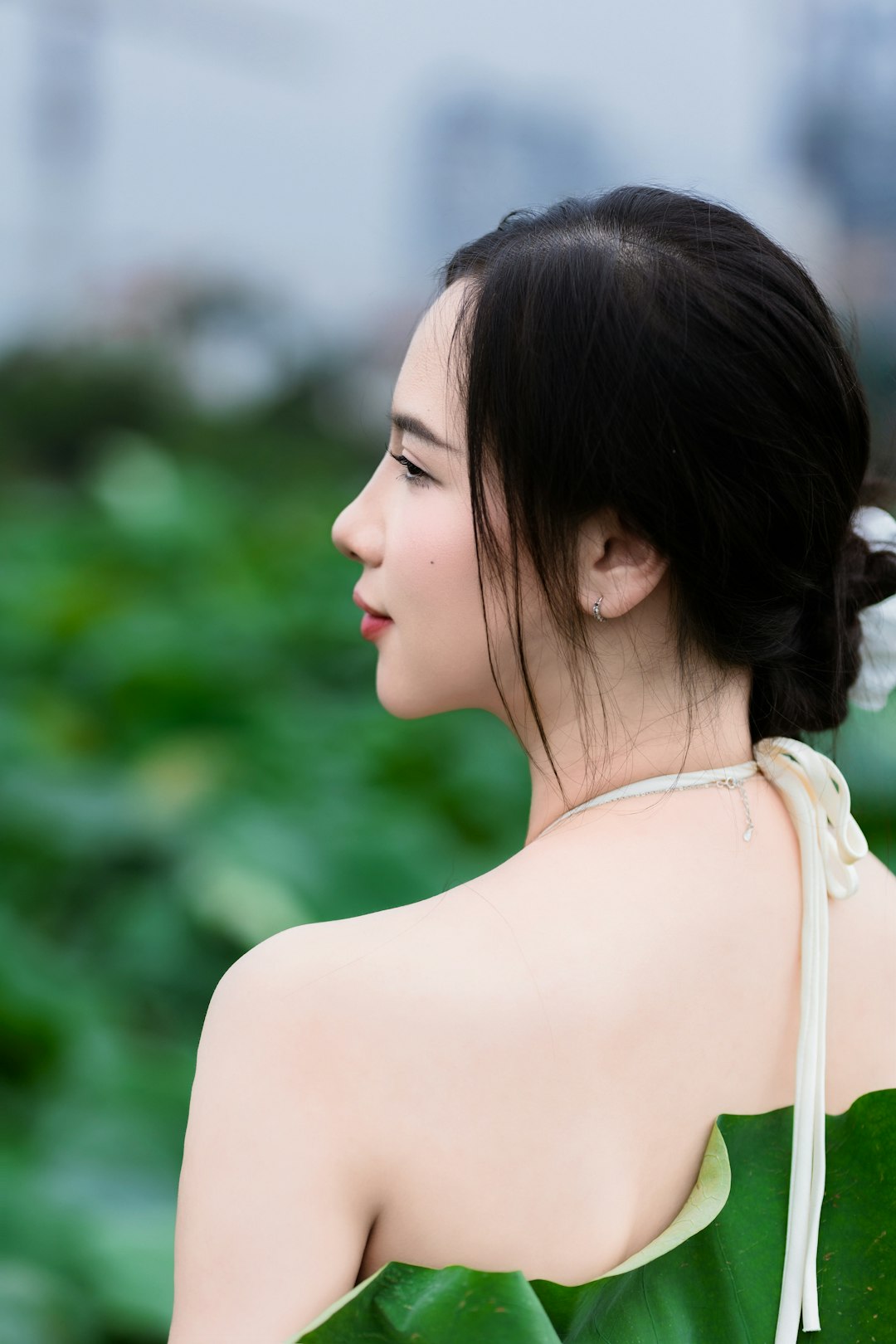 Portrait of woman with lotus